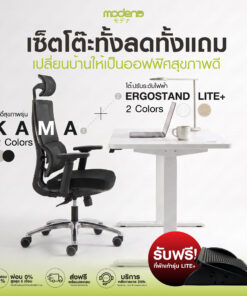 [คู่สุดคุ้ม] MODENA KAMA PRO + ErgoStand Lite ชุดโต๊ะปรับระดับไฟฟ้าพร้อมเก้าอี้ Ergonomic Essential Sit–Stand Set