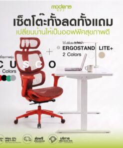 [คู่สุดคุ้ม] MODENA CUSCO เก้าอี้ Ergonomic + ErgoStand Lite โต๊ะปรับระดับไฟฟ้า